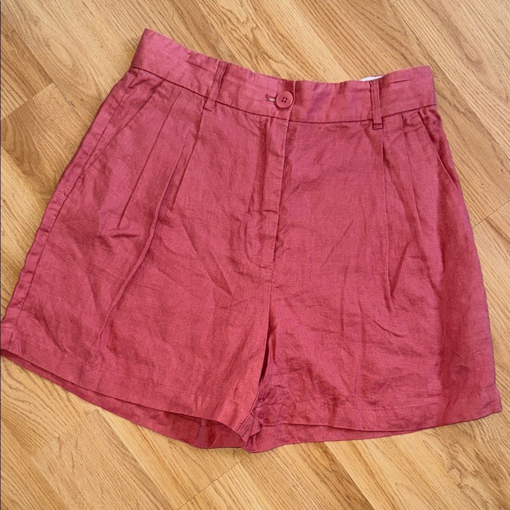 Wilfred Aritza Women's Pink Mauve organic Linen Chino Shorts size 6 High Waist